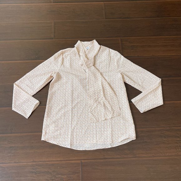 NWOT! MNG Mango Tie Neck Blouse Womens Rings Design Long Sleeve Sz US 4 Small - Picture 1 of 8